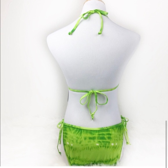 Hoopa Lime Green Tie-Dye Triangle Bikini Size XL - Picture 6 of 15